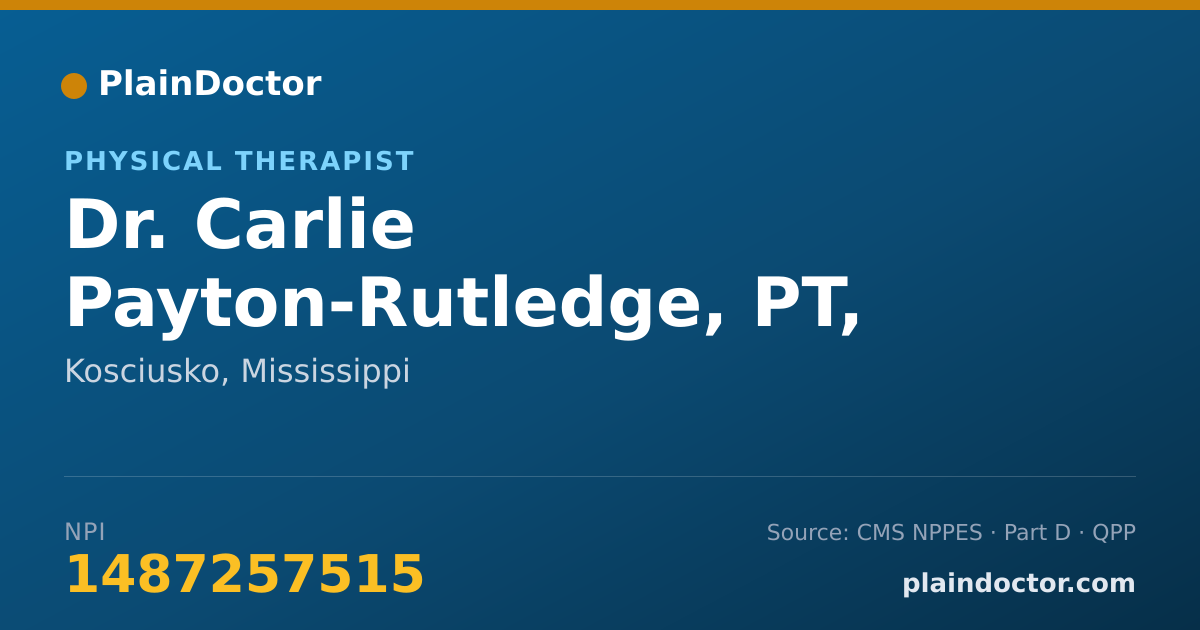 Shareable card for Carlie Payton-Rutledge, PT, DPT - Physical Therapist, Kosciusko, MS