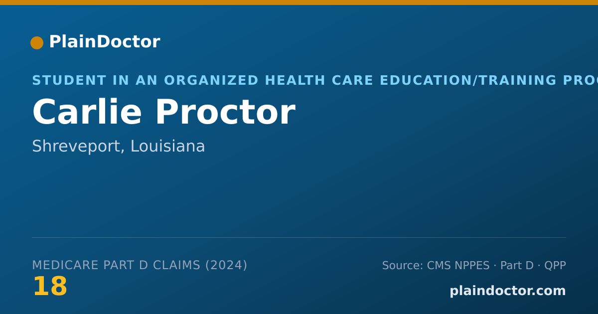 Shareable card for Carlie Proctor - Student in an Organized Health Care Education/Training Program, Shreveport, LA