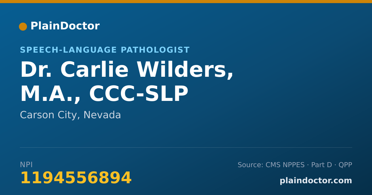 Shareable card for Carlie Wilders, M.A., CCC-SLP - Speech-Language Pathologist, Carson City, NV