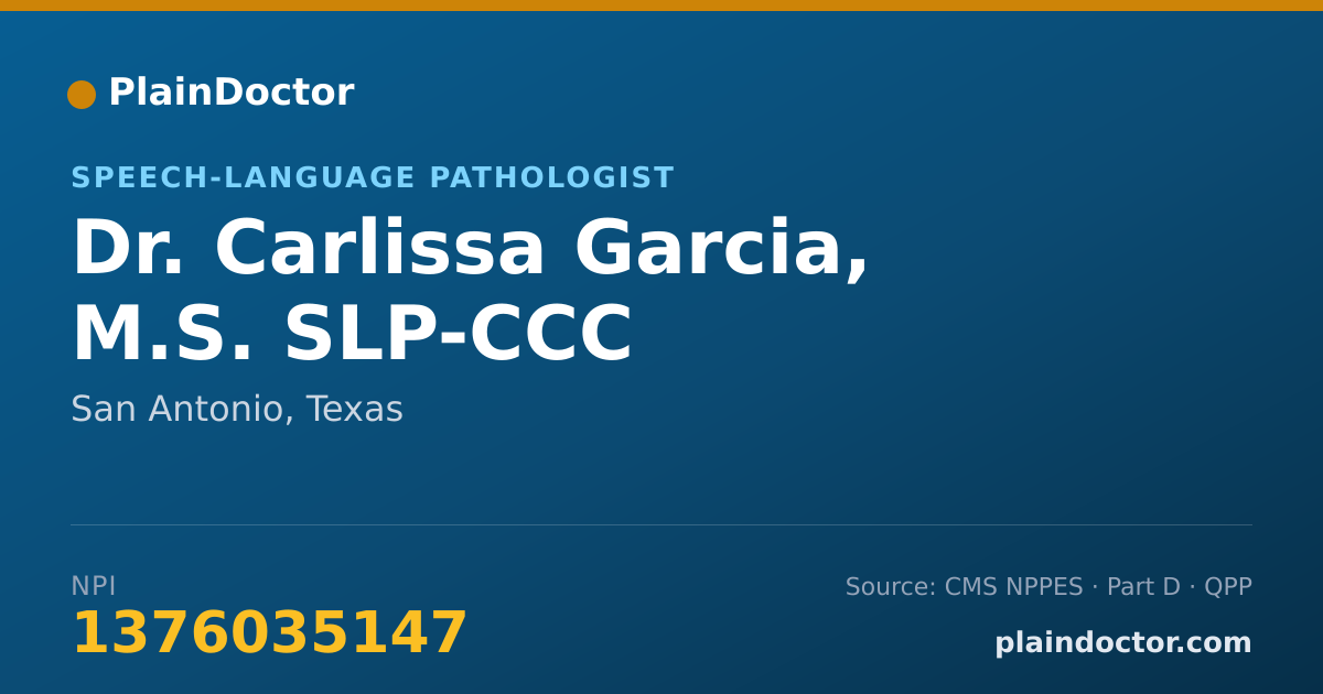 Shareable card for Carlissa Garcia, M.S. SLP-CCC - Speech-Language Pathologist, San Antonio, TX
