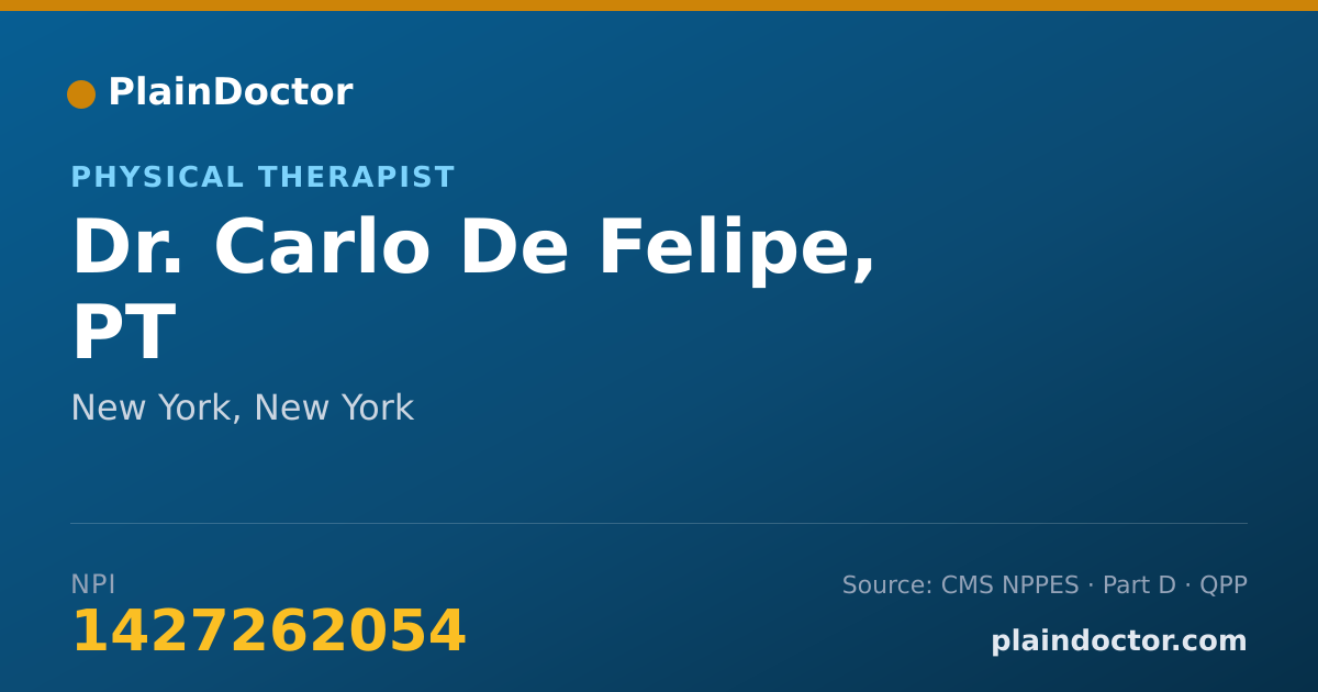 Shareable card for Carlo De Felipe, PT - Physical Therapist, New York, NY