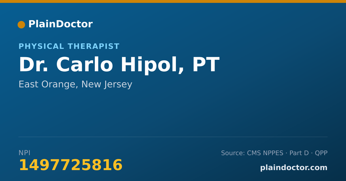 Shareable card for Carlo Hipol, PT - Physical Therapist, East Orange, NJ