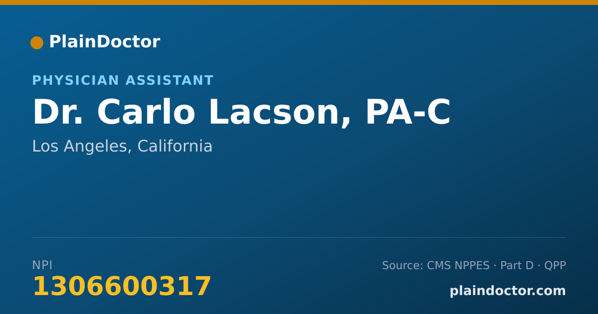 Shareable card for Carlo Lacson, PA-C - Physician Assistant, Los Angeles, CA