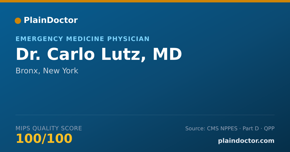 Shareable card for Carlo Lutz, MD - Emergency Medicine Physician, Bronx, NY