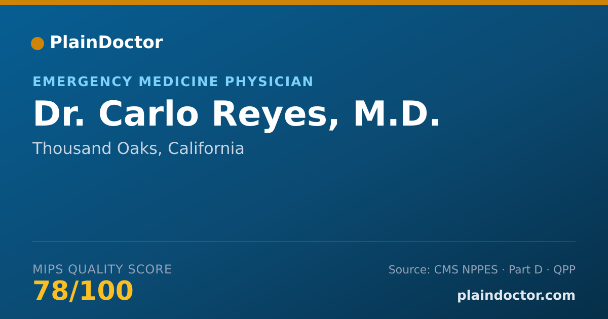 Shareable card for Carlo Reyes, M.D. - Emergency Medicine Physician, Thousand Oaks, CA