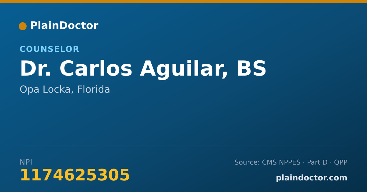 Shareable card for Carlos Aguilar, BS - Counselor, Opa Locka, FL