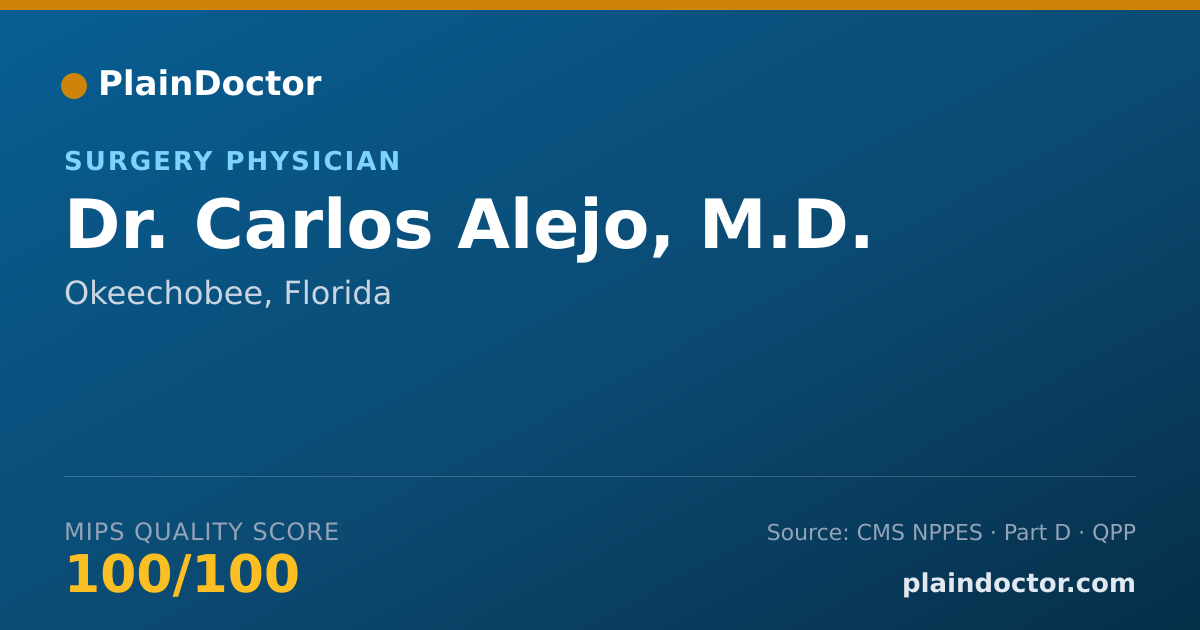 Shareable card for Carlos Alejo, M.D. - Surgery Physician, Okeechobee, FL