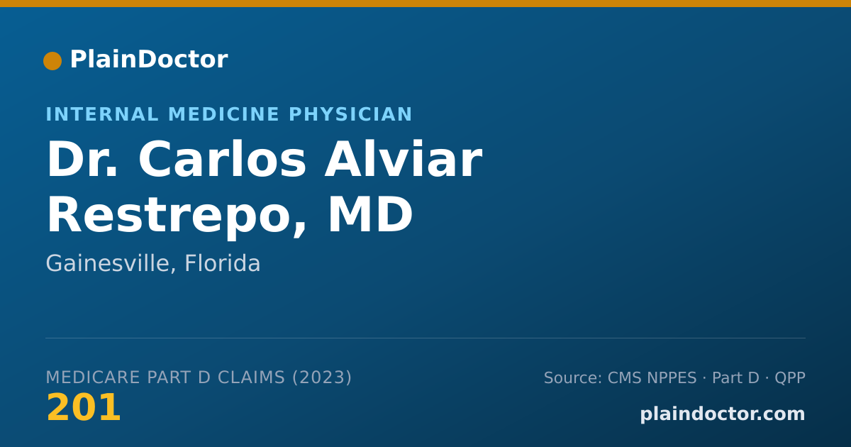Shareable card for Carlos Alviar Restrepo, MD - Internal Medicine Physician, Gainesville, FL