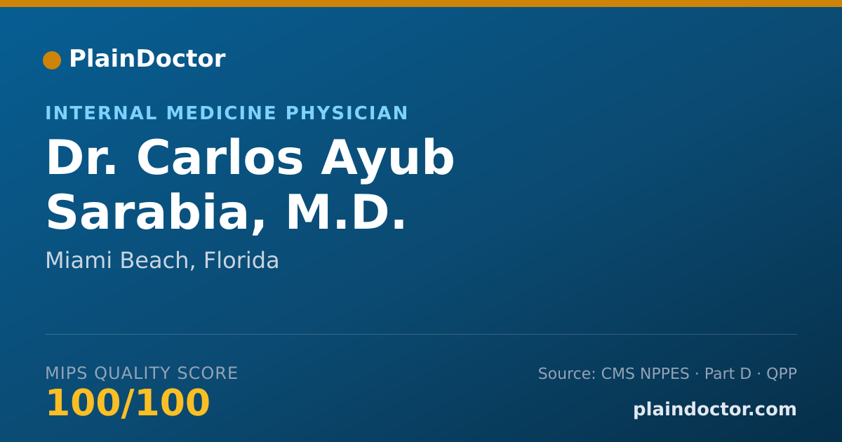 Shareable card for Carlos Ayub Sarabia, M.D. - Internal Medicine Physician, Miami Beach, FL