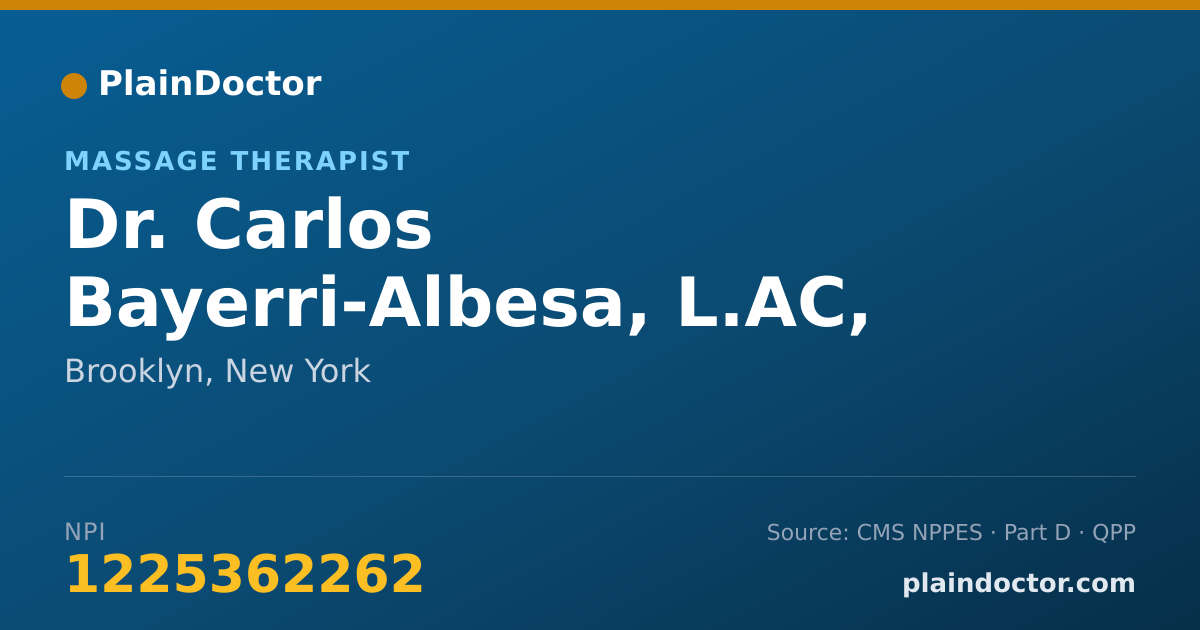 Shareable card for Carlos Bayerri-Albesa, L.AC, LMT - Massage Therapist, Brooklyn, NY
