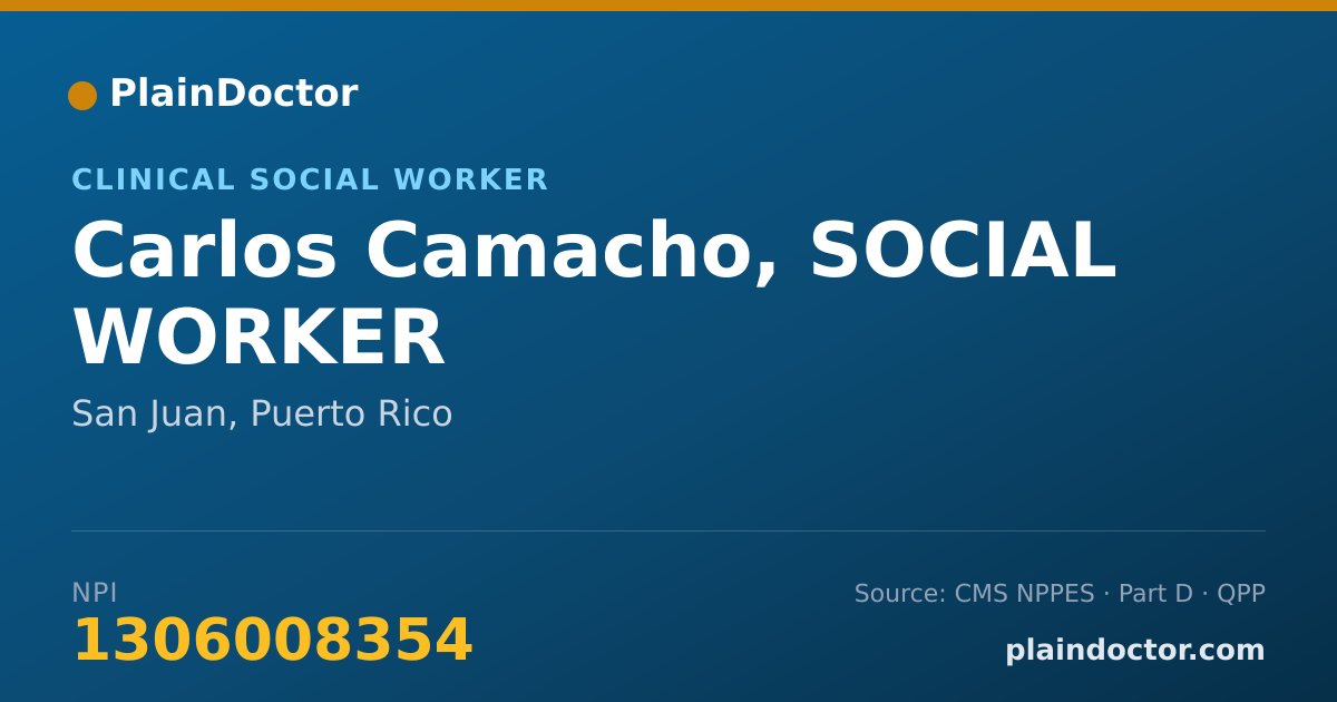 Shareable card for Carlos Camacho, SOCIAL WORKER - Clinical Social Worker, San Juan, PR
