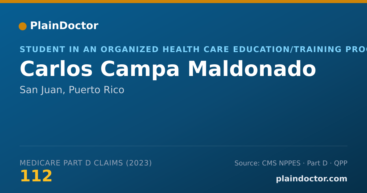 Shareable card for Carlos Campa Maldonado - Student in an Organized Health Care Education/Training Program, San Juan, PR