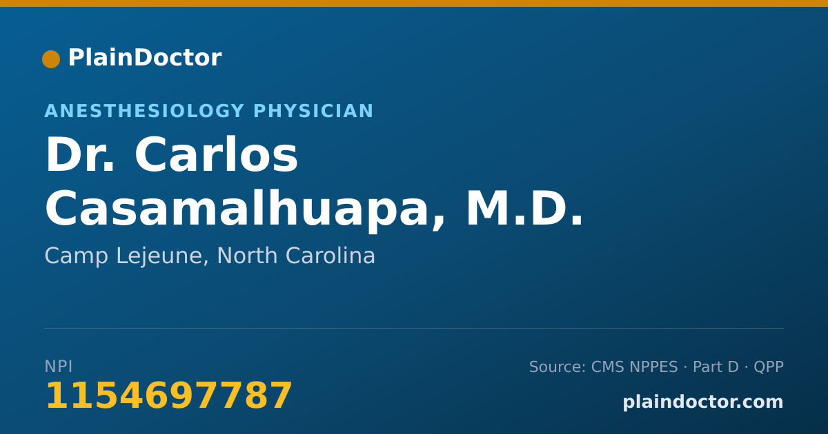 Shareable card for Carlos Casamalhuapa, M.D. - Anesthesiology Physician, Camp Lejeune, NC