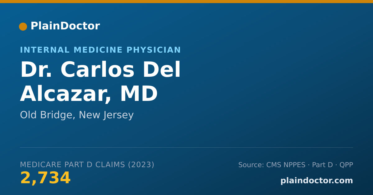 Shareable card for Carlos Del Alcazar, MD - Internal Medicine Physician, Old Bridge, NJ