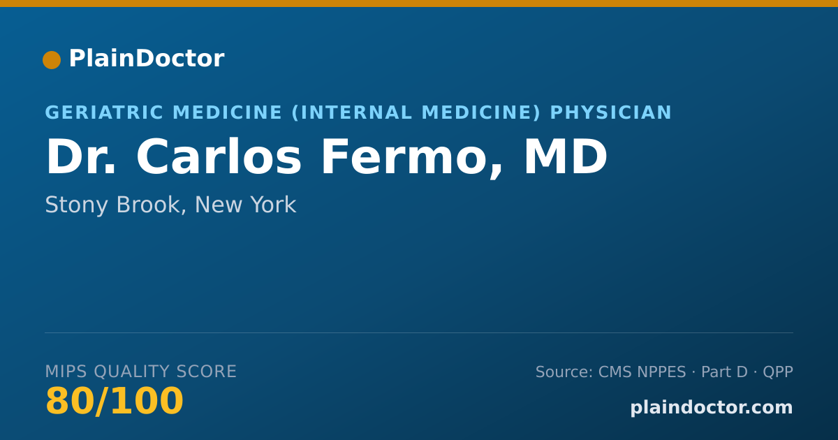 Shareable card for Carlos Fermo, MD - Geriatric Medicine (Internal Medicine) Physician, Stony Brook, NY