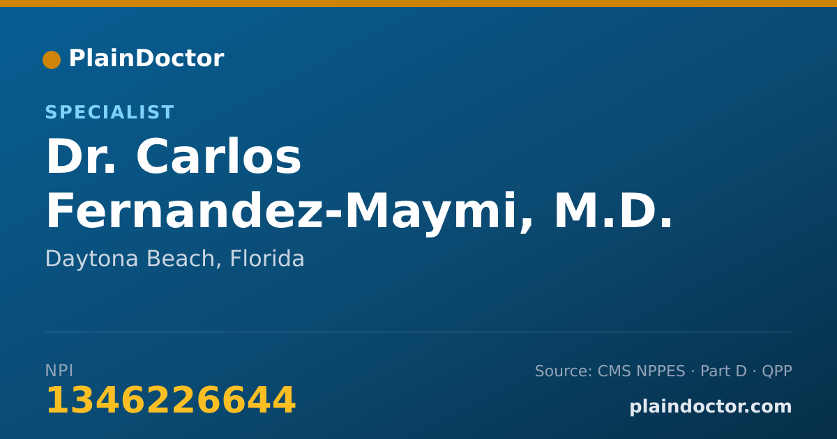 Shareable card for Carlos Fernandez-Maymi, M.D. - Specialist, Daytona Beach, FL