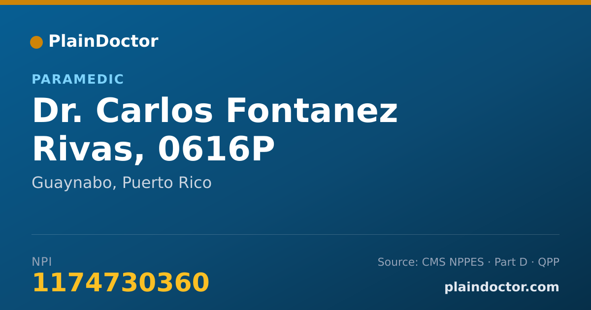 Shareable card for Carlos Fontanez Rivas, 0616P - Paramedic, Guaynabo, PR