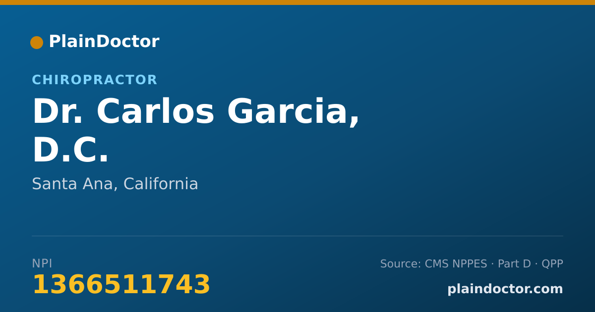 Shareable card for Carlos Garcia, D.C. - Chiropractor, Santa Ana, CA