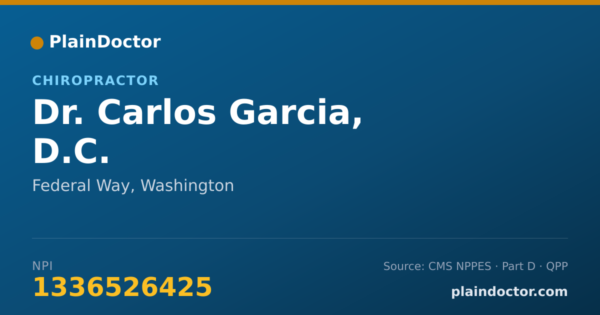 Shareable card for Carlos Garcia, D.C. - Chiropractor, Federal Way, WA