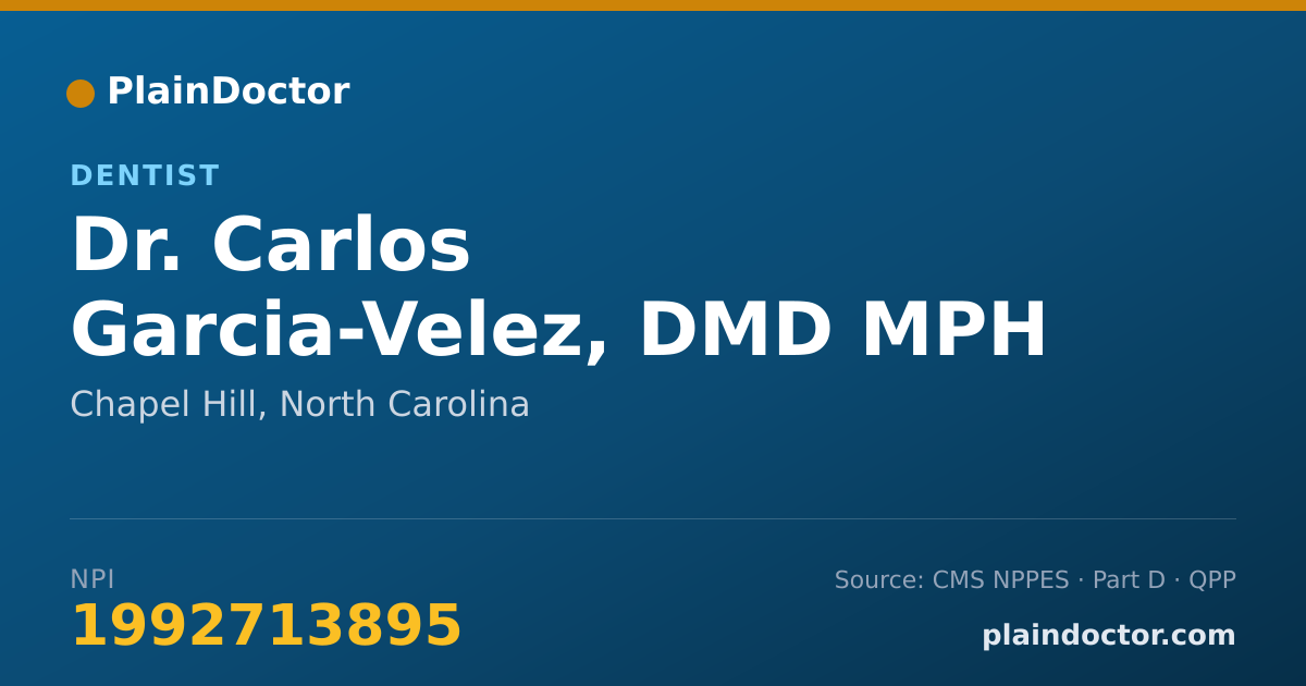Shareable card for Carlos Garcia-Velez, DMD MPH - Dentist, Chapel Hill, NC