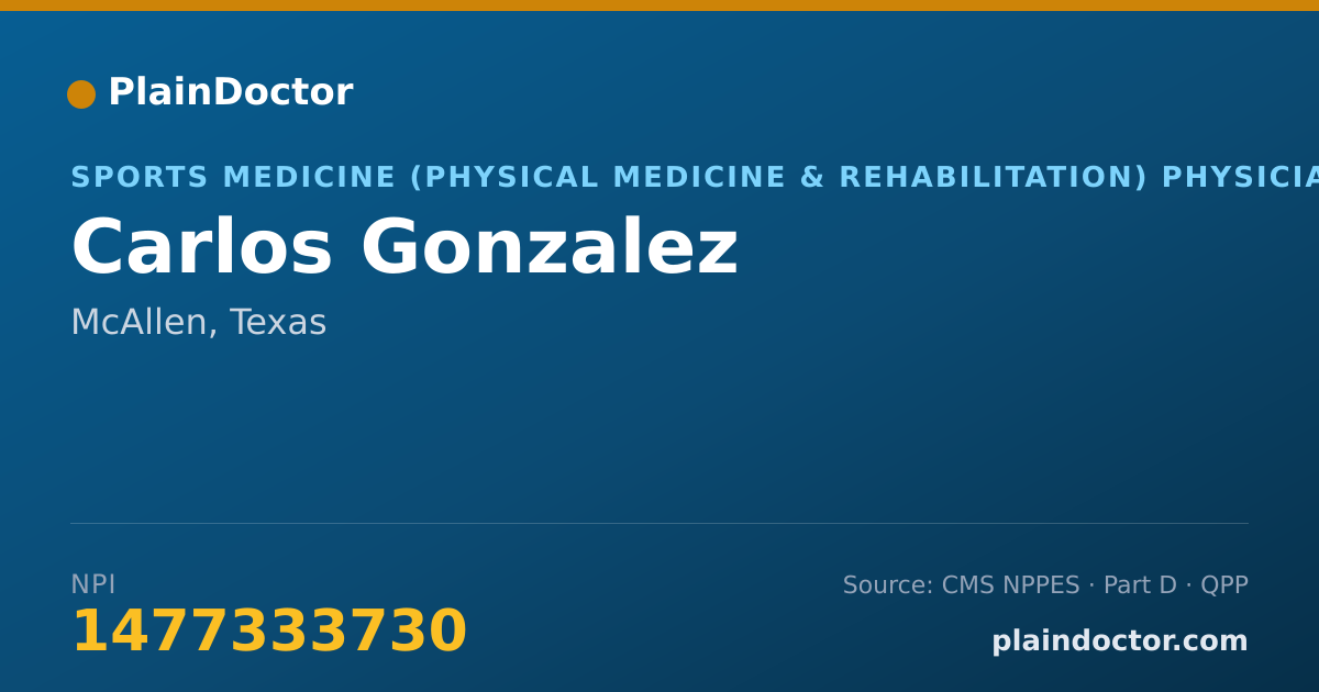 Shareable card for Carlos Gonzalez - Sports Medicine (Physical Medicine & Rehabilitation) Physician, McAllen, TX