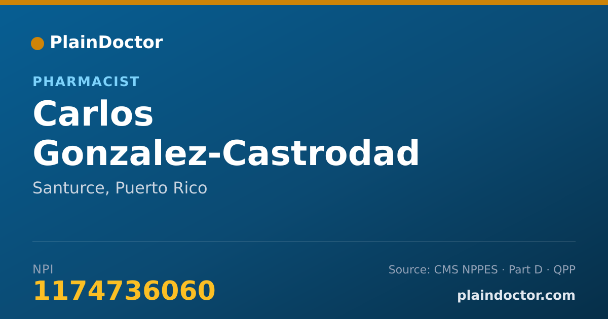 Shareable card for Carlos Gonzalez-Castrodad - Pharmacist, Santurce, PR