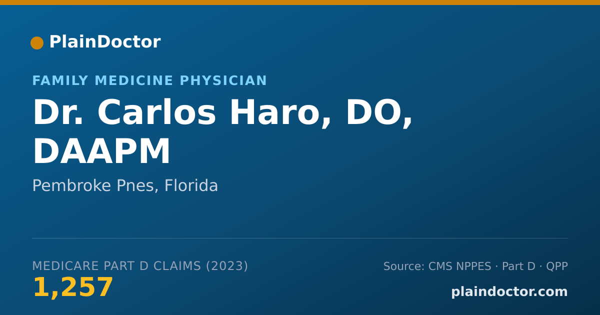 Shareable card for Carlos Haro, DO, DAAPM - Family Medicine Physician, Pembroke Pnes, FL