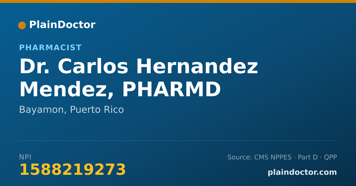 Shareable card for Carlos Hernandez Mendez, PHARMD - Pharmacist, Bayamon, PR