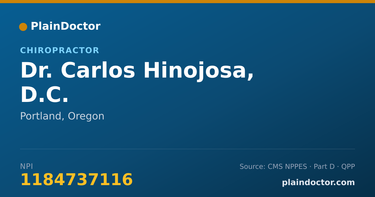 Shareable card for Carlos Hinojosa, D.C. - Chiropractor, Portland, OR