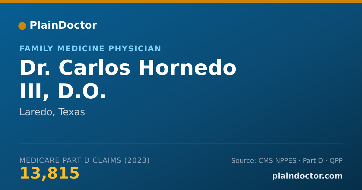 Shareable card for Carlos Hornedo III, D.O. - Family Medicine Physician, Laredo, TX