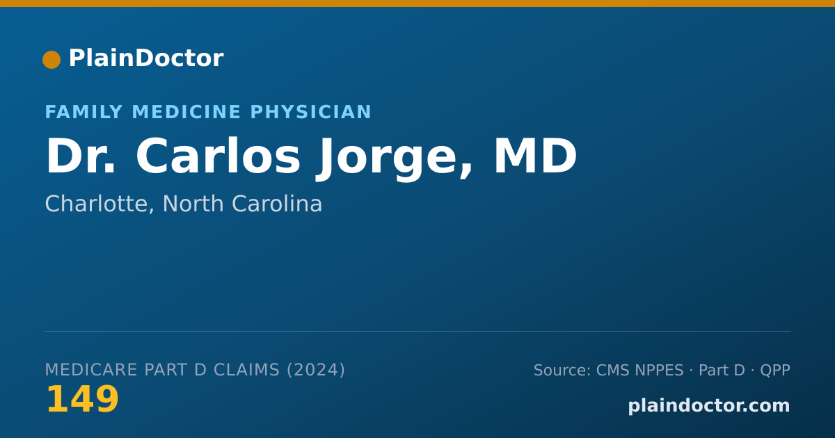 Shareable card for Carlos Jorge, MD - Family Medicine Physician, Charlotte, NC