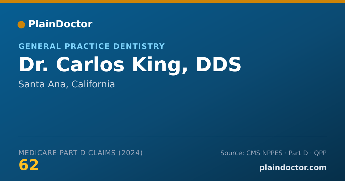 Shareable card for Carlos King, DDS - General Practice Dentistry, Santa Ana, CA