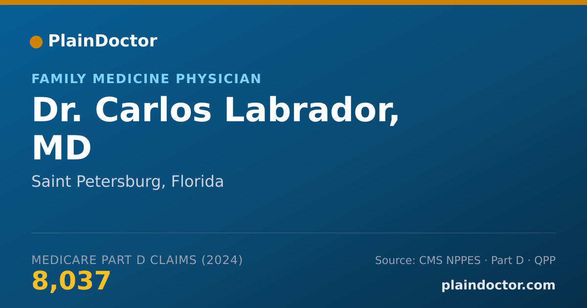 Shareable card for Carlos Labrador, MD - Family Medicine Physician, Saint Petersburg, FL
