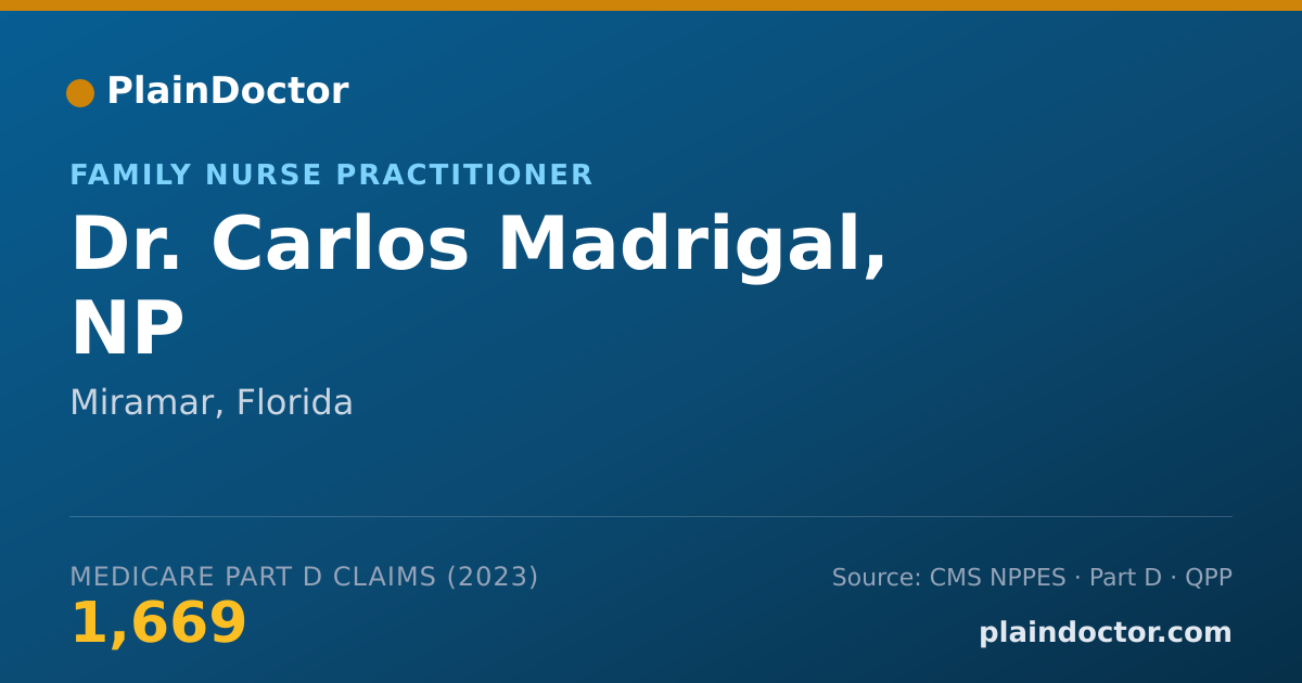 Shareable card for Carlos Madrigal, NP - Family Nurse Practitioner, Miramar, FL
