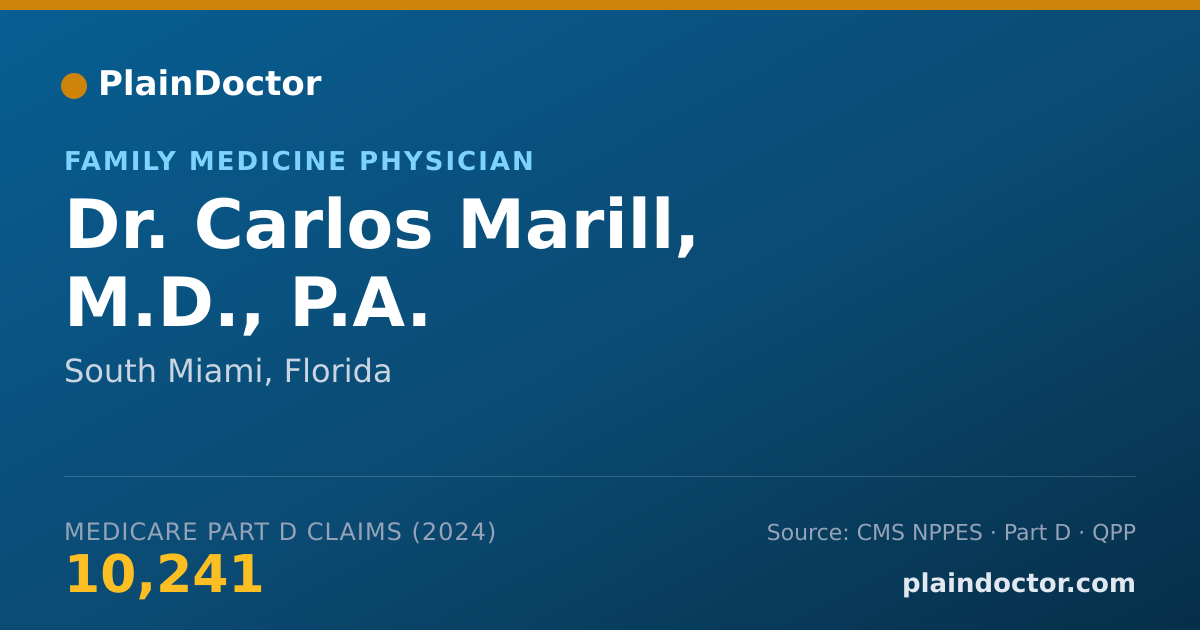 Shareable card for Carlos Marill, M.D., P.A. - Family Medicine Physician, South Miami, FL