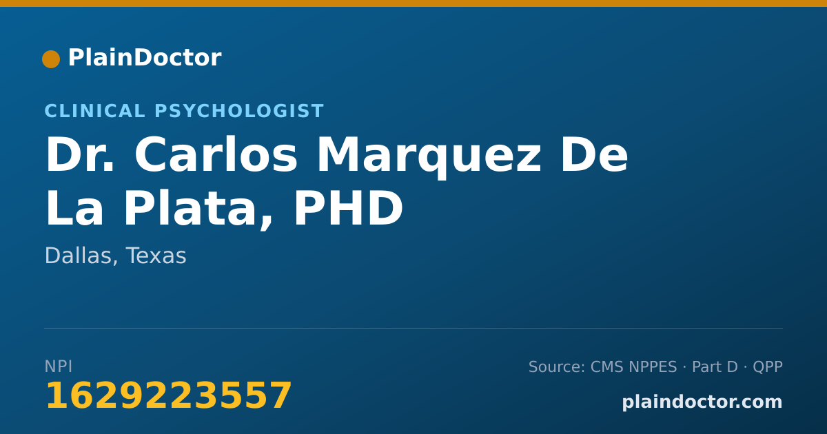 Shareable card for Carlos Marquez De La Plata, PHD - Clinical Psychologist, Dallas, TX
