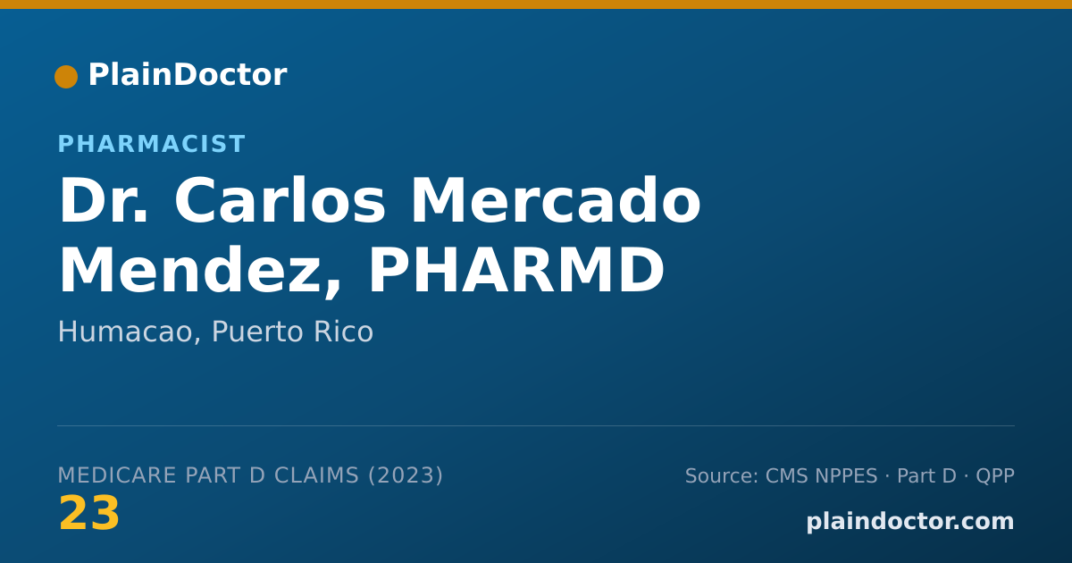 Shareable card for Carlos Mercado Mendez, PHARMD - Pharmacist, Humacao, PR