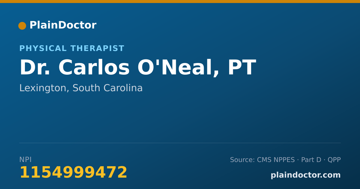 Shareable card for Carlos O'Neal, PT - Physical Therapist, Lexington, SC