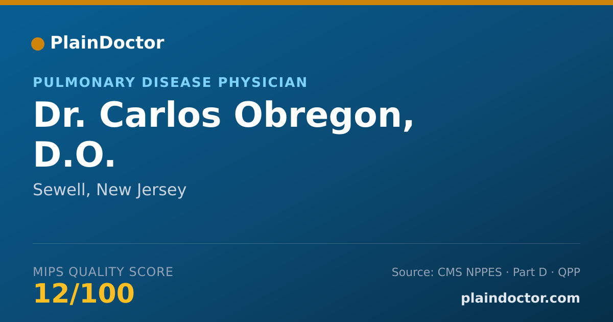 Shareable card for Carlos Obregon, D.O. - Pulmonary Disease Physician, Sewell, NJ