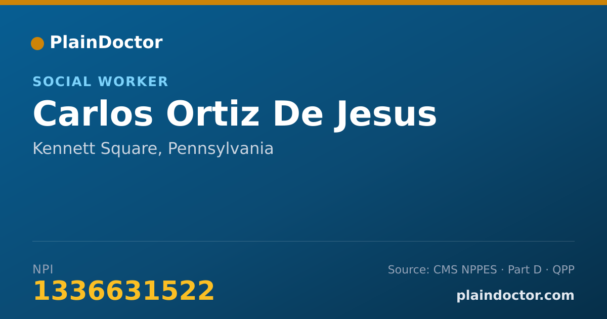Shareable card for Carlos Ortiz De Jesus - Social Worker, Kennett Square, PA