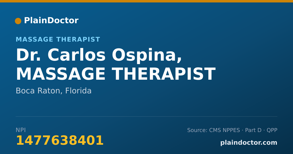 Shareable card for Carlos Ospina, MASSAGE THERAPIST - Massage Therapist, Boca Raton, FL