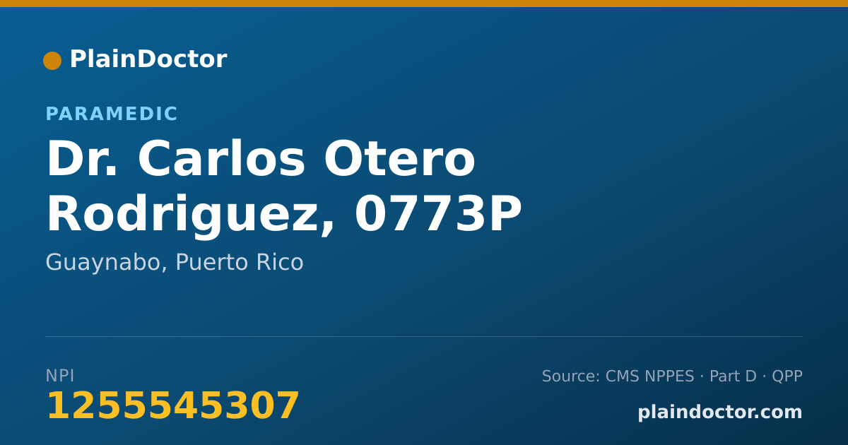 Shareable card for Carlos Otero Rodriguez, 0773P - Paramedic, Guaynabo, PR