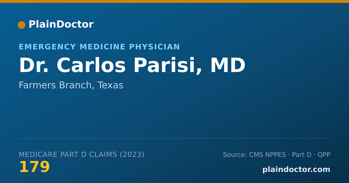 Shareable card for Carlos Parisi, MD - Emergency Medicine Physician, Farmers Branch, TX