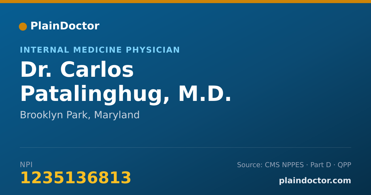 Shareable card for Carlos Patalinghug, M.D. - Internal Medicine Physician, Brooklyn Park, MD