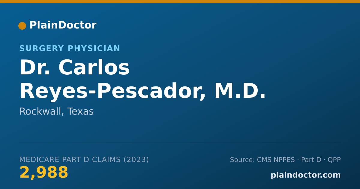 Shareable card for Carlos Reyes-Pescador, M.D. - Surgery Physician, Rockwall, TX