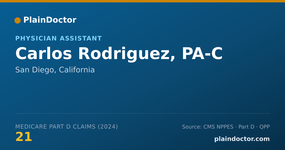 Shareable card for Carlos Rodriguez, PA-C - Physician Assistant, San Diego, CA