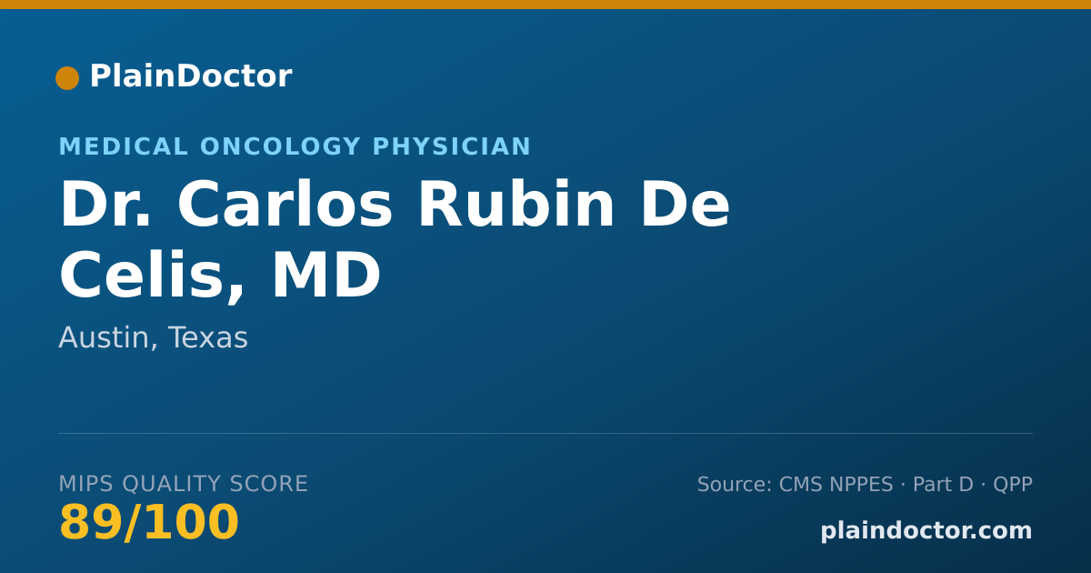 Shareable card for Carlos Rubin De Celis, MD - Medical Oncology Physician, Austin, TX