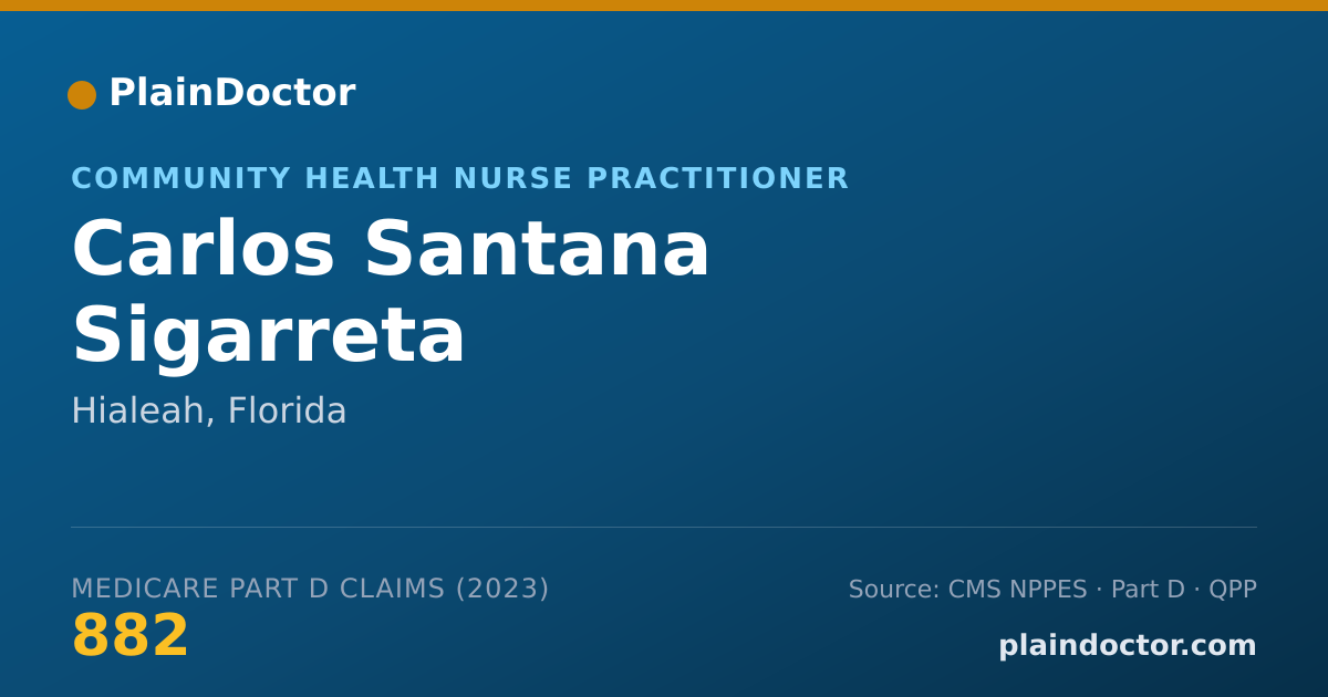 Shareable card for Carlos Santana Sigarreta - Community Health Nurse Practitioner, Hialeah, FL