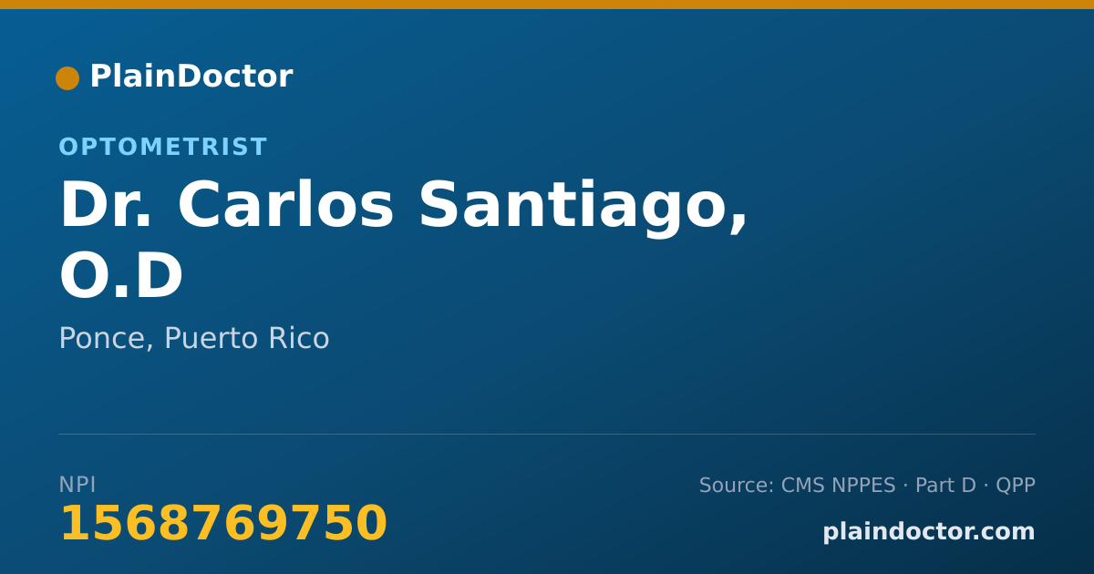 Shareable card for Carlos Santiago, O.D - Optometrist, Ponce, PR