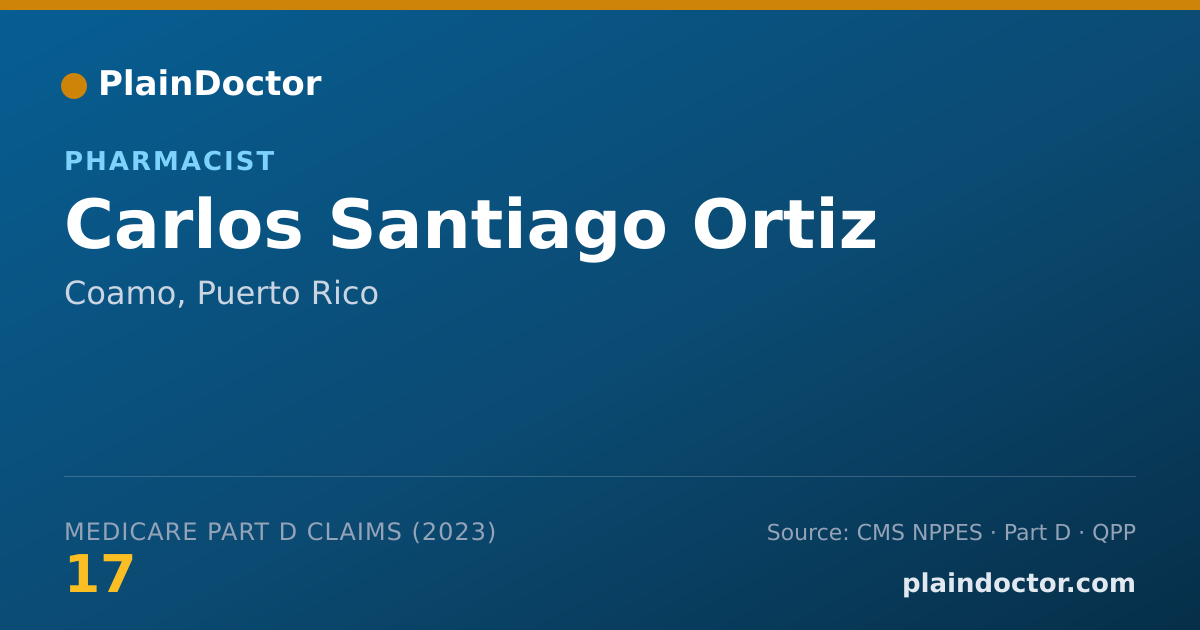 Shareable card for Carlos Santiago Ortiz - Pharmacist, Coamo, PR